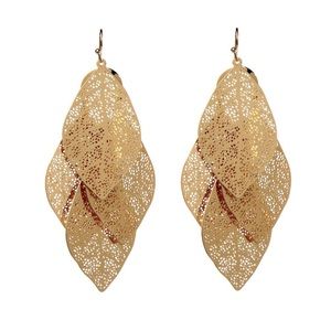 AMRITA SINGH GIA FILIGREE GOLD- TONE LEAF EARRINGS